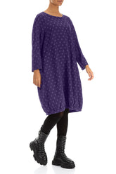 Dotty Royal Purple Balloon Silk Dress 3