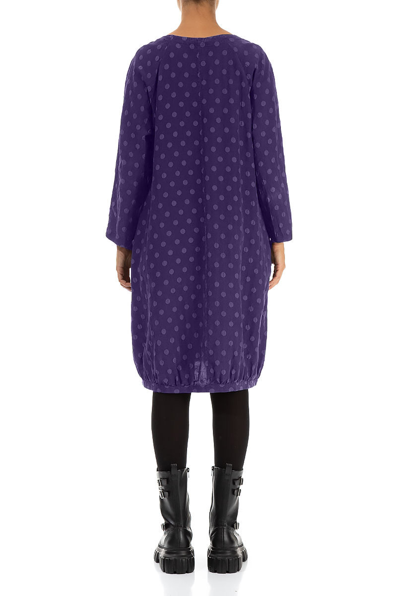 Dotty Royal Purple Balloon Silk Dress 2