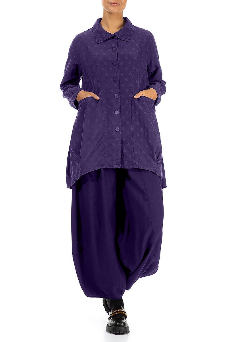 Dotty Royal Purple Balloon Silk Jacket 4