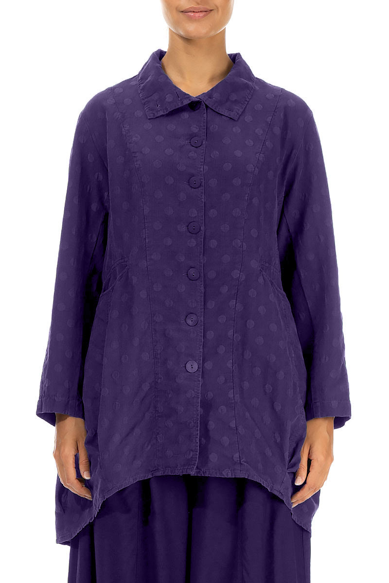 Dotty Royal Purple Balloon Silk Jacket 1