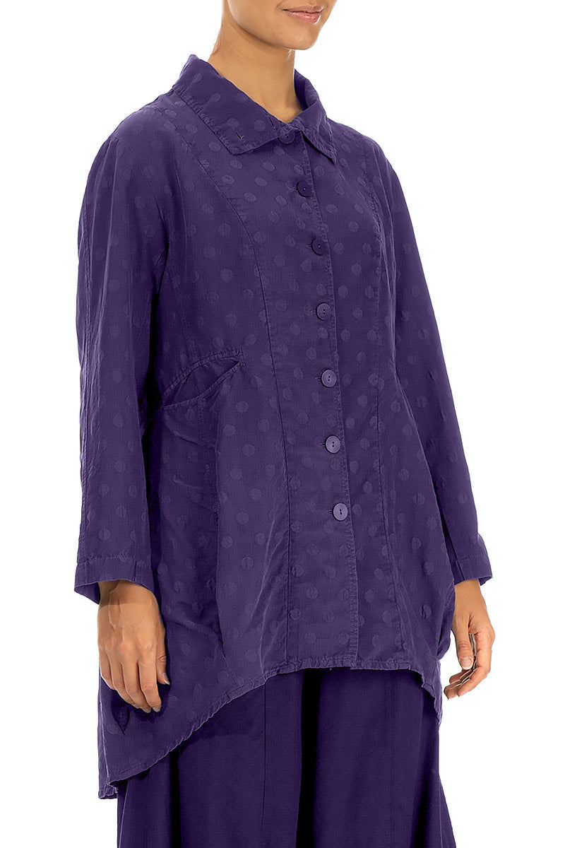 Dotty Royal Purple Balloon Silk Jacket 3