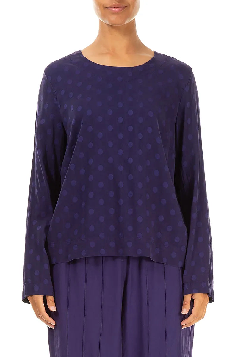 Dotty Royal Purple Silk Blouse 1