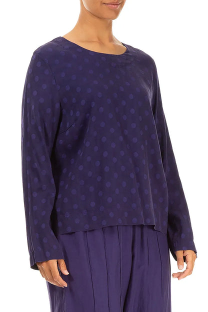 Dotty Royal Purple Silk Blouse 3