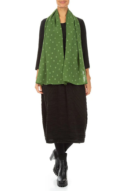 Dotty Shamrock Green Silk Scarf 2