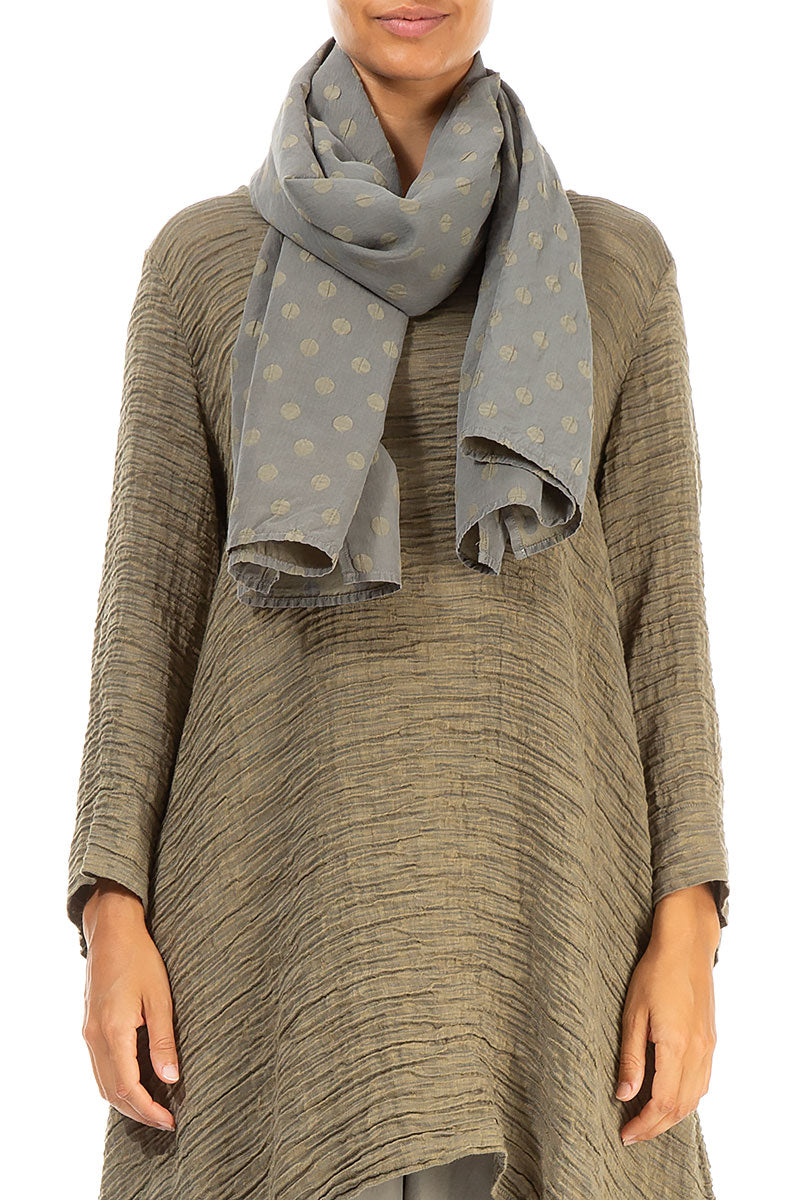 Dotty Silver Sage Silk Scarf