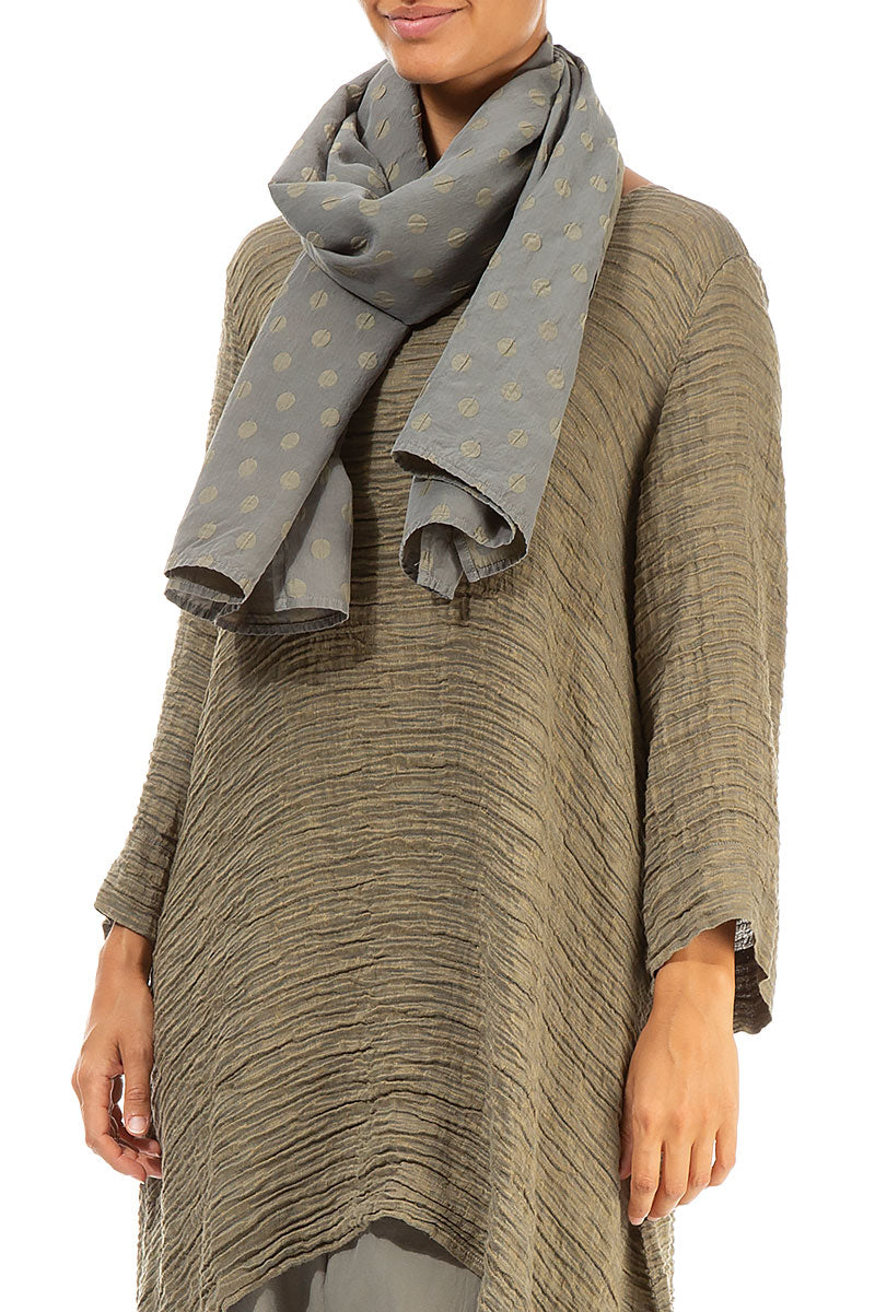 Dotty Silver Sage Silk Scarf