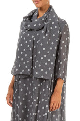 Dotty Grey Silver Silk Scarf 4