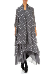 Dotty Grey Silver Silk Scarf 3