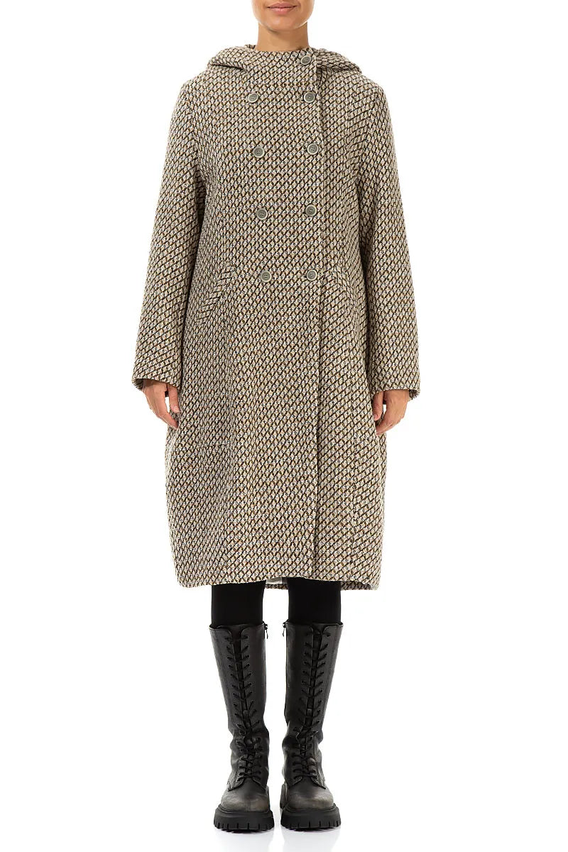 Double Breasted Beige Virgin Wool Coat