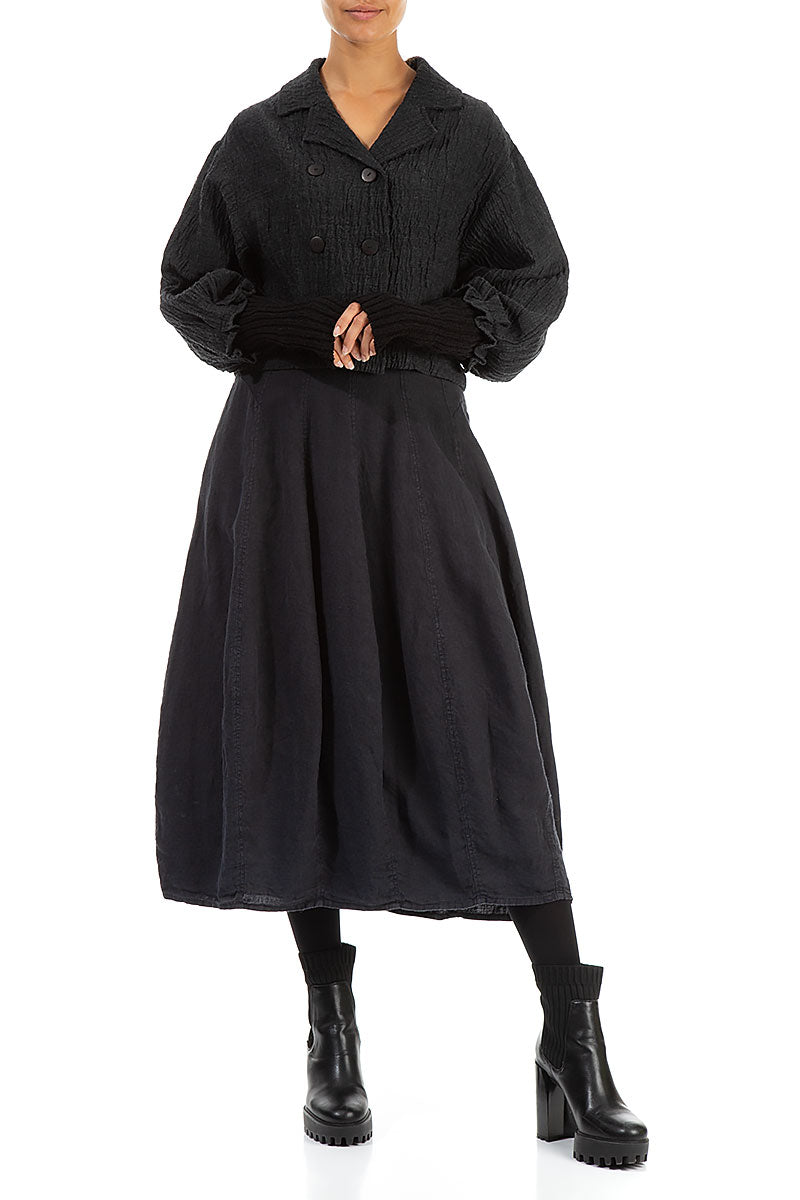 Short Double Breasted Dark Grey Wool Jacket 4