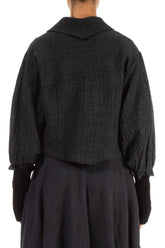 Short Double Breasted Dark Grey Wool Jacket 2