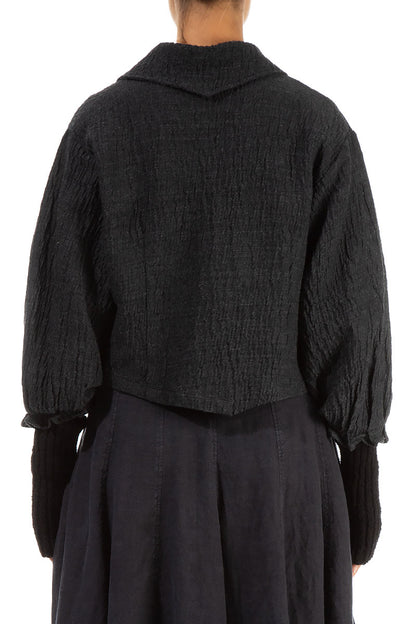 Short Double Breasted Dark Grey Wool Jacket 2