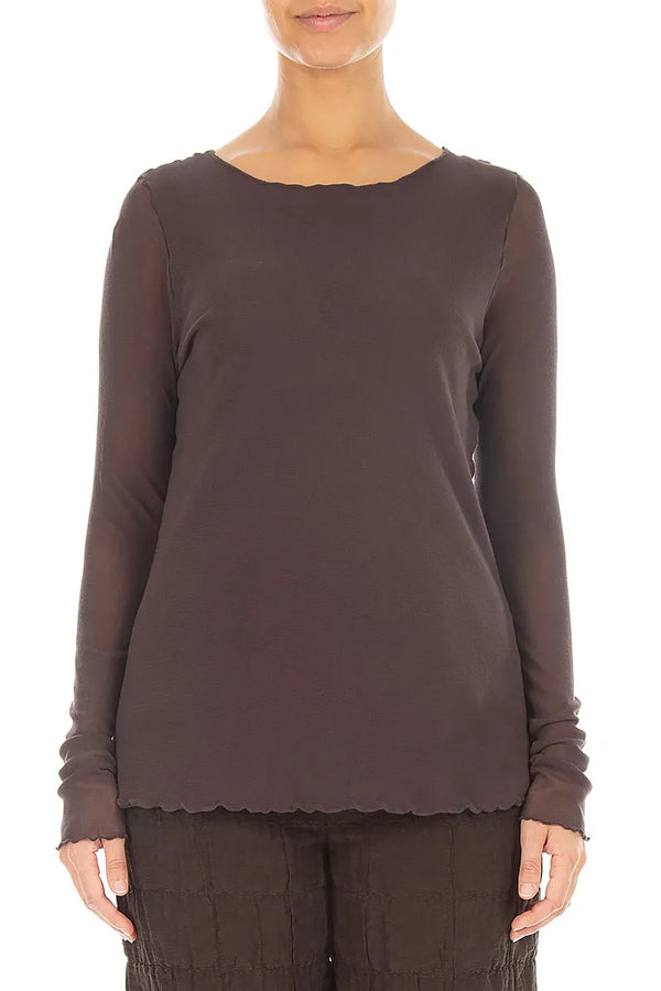 Double Layer Truffle Brown Mesh Soft Cotton Top 1