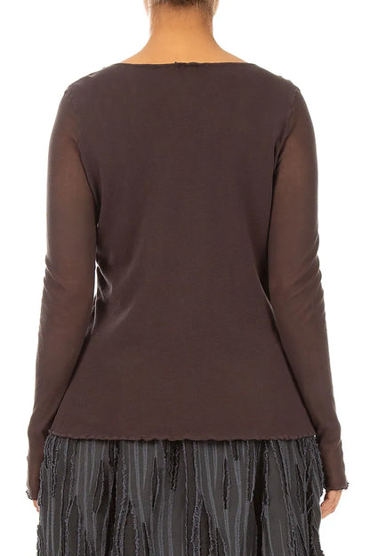 Double Layer Truffle Brown Mesh Soft Cotton Top