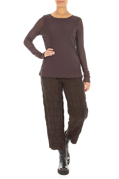 Double Layer Truffle Brown Mesh Soft Cotton Top 4