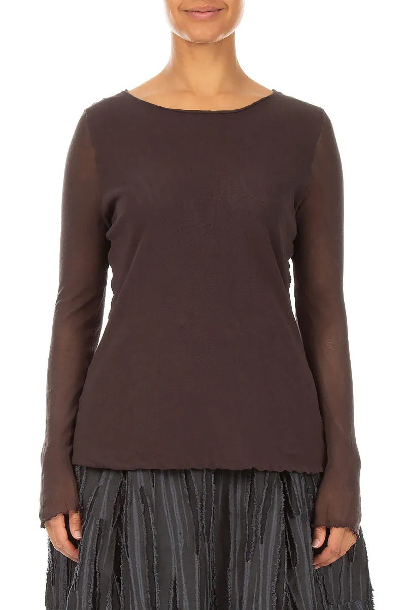 Double Layer Truffle Brown Mesh Soft Cotton Top 1
