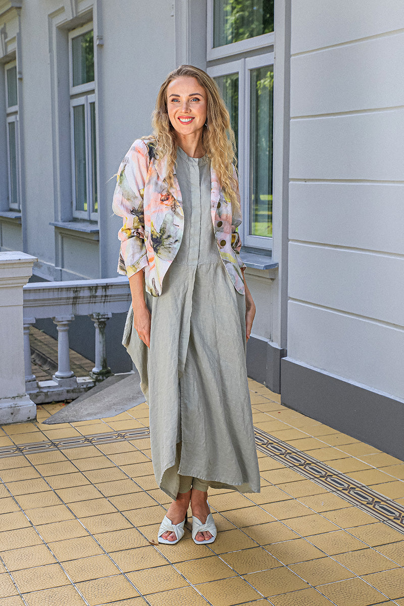 Drape Laurel Green Linen Dress 6