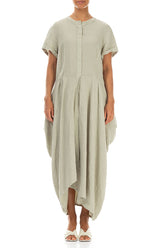 Drape Laurel Green Linen Dress 1