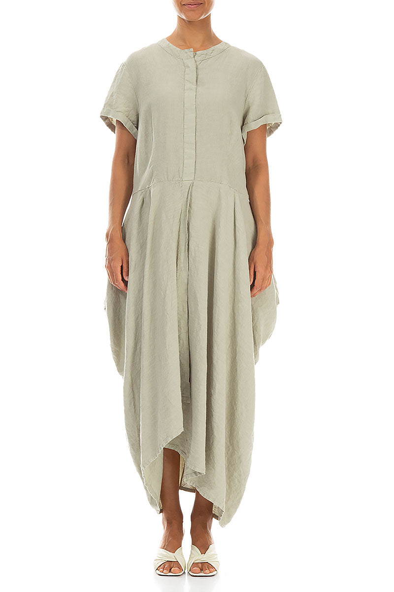 Drape Laurel Green Linen Dress 1