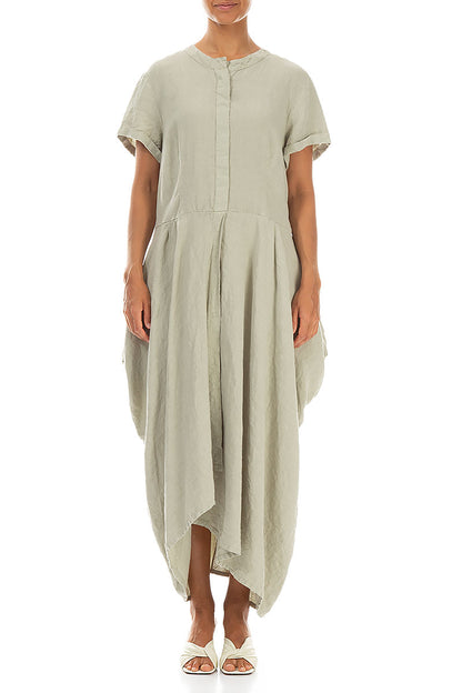 Drape Laurel Green Linen Dress 1