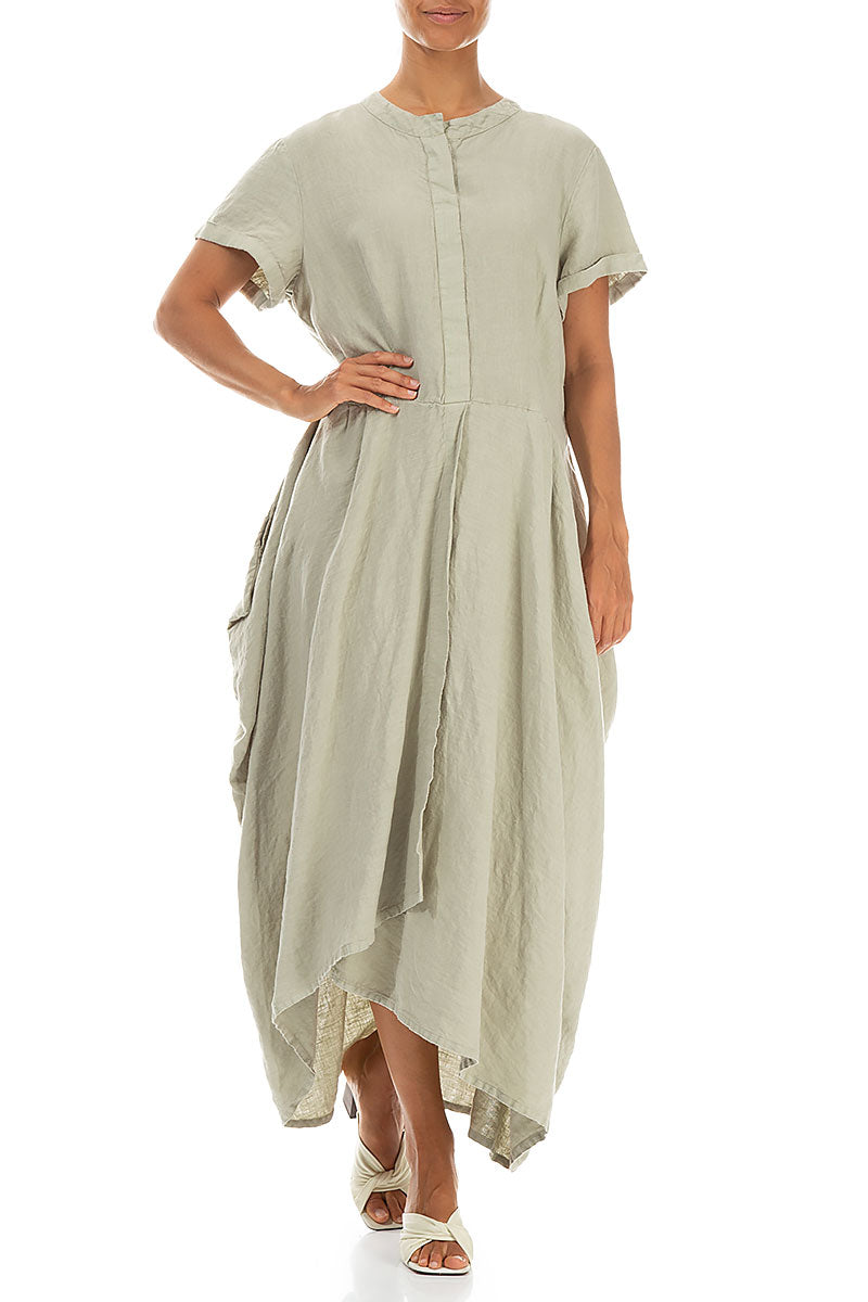 Drape Laurel Green Linen Dress 4