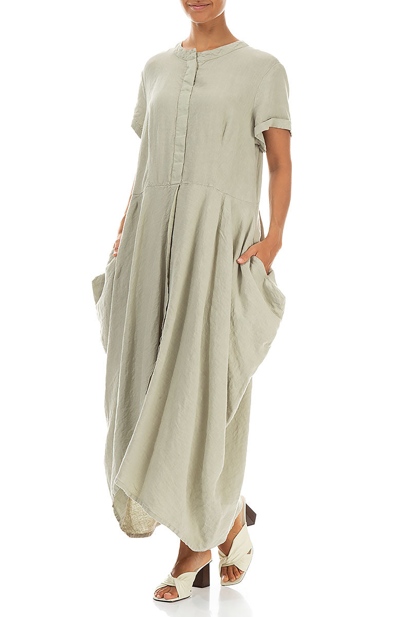 Drape Laurel Green Linen Dress 3