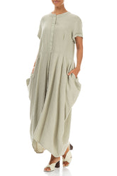 Drape Laurel Green Linen Dress 3