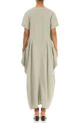 Drape Laurel Green Linen Dress 2