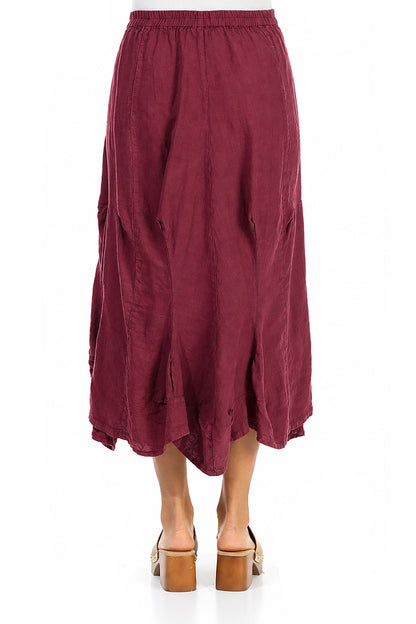 Draped Antique Ruby Linen Skirt