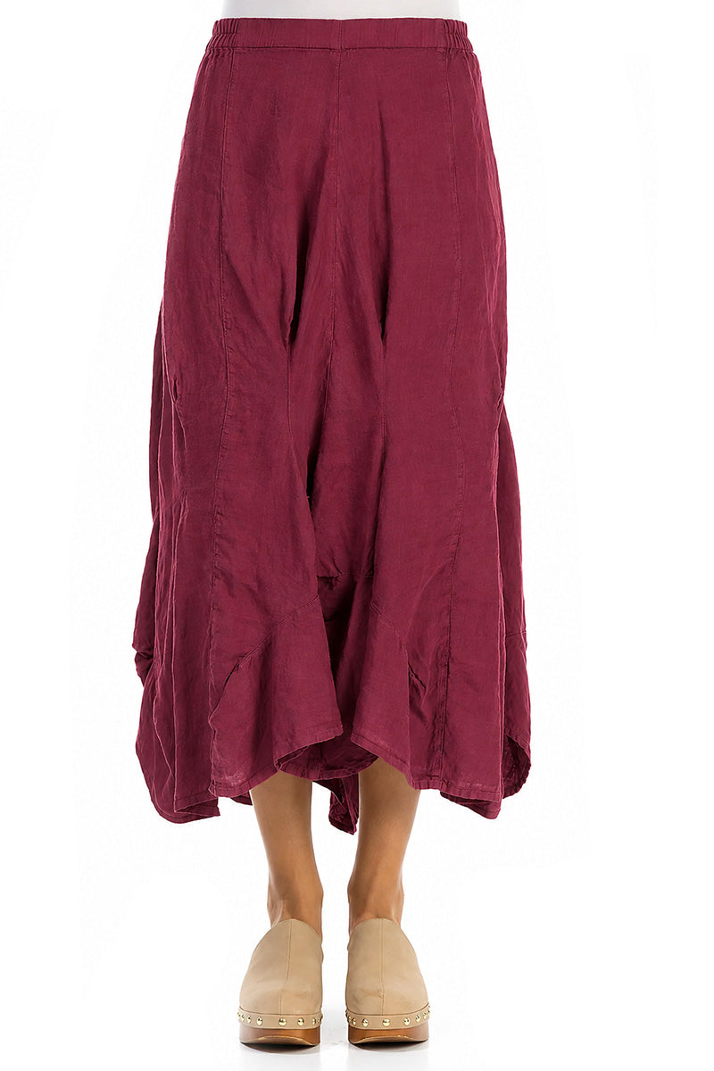 Draped Antique Ruby Linen Skirt