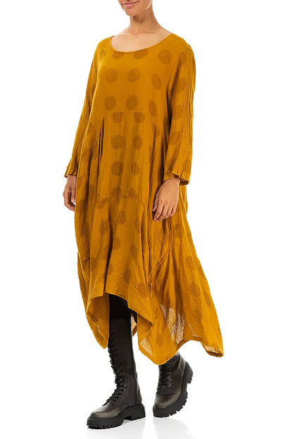 Draped Asymmetric Amber Linen Dress 3