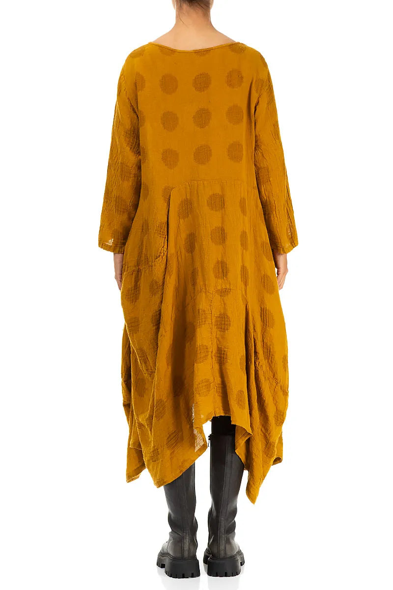 Draped Asymmetric Amber Linen Dress 2