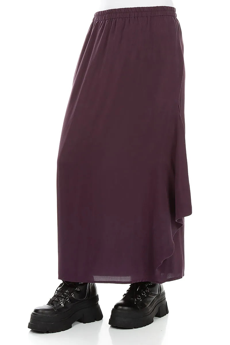 Draped Aubergine Silk Bamboo Skirt 3
