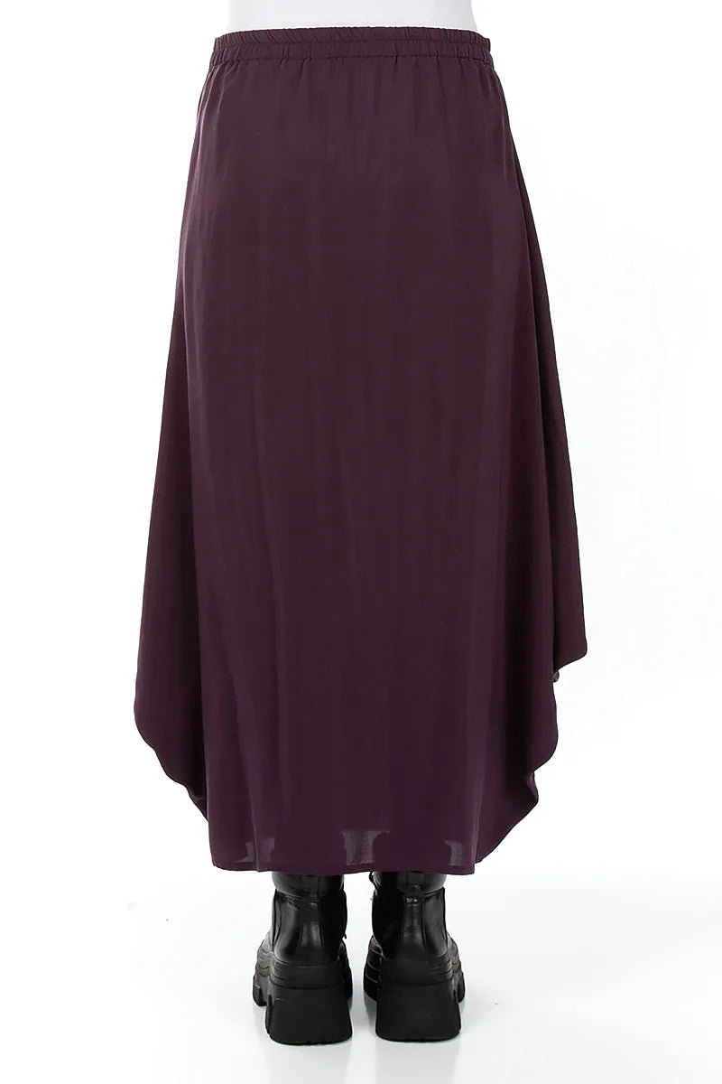 Draped Aubergine Silk Bamboo Skirt 2