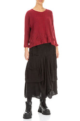 Draped Black Crinkled Silk Skirt 4