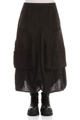 Draped Black Crinkled Silk Skirt 1