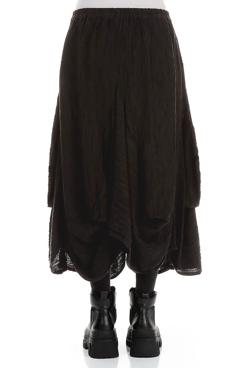 Draped Black Crinkled Silk Skirt 2