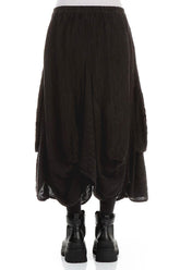 Draped Black Crinkled Silk Skirt 2