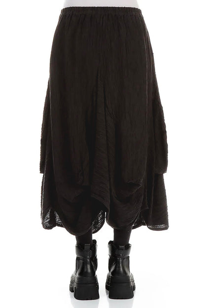 Draped Black Crinkled Silk Skirt 2