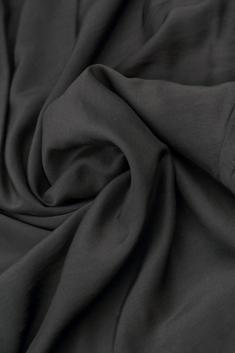 Draped Black Silk Bamboo Tuck Dress 6