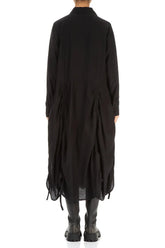Draped Black Silk Bamboo Tuck Dress 3