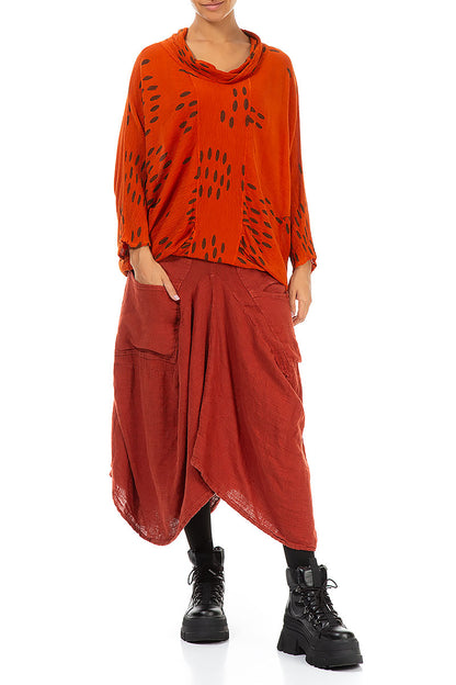 Draped Brick Linen Skirt