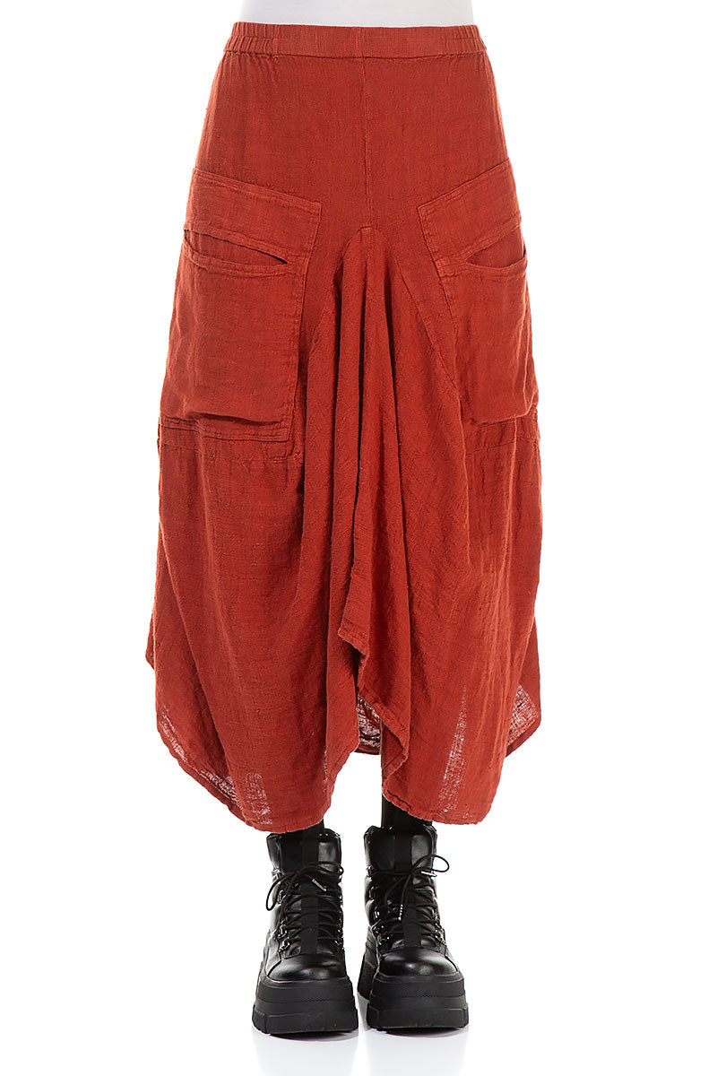 Draped Brick Linen Skirt