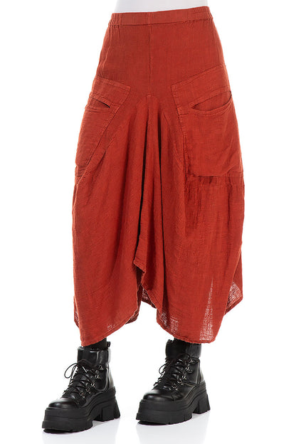 Draped Brick Linen Skirt