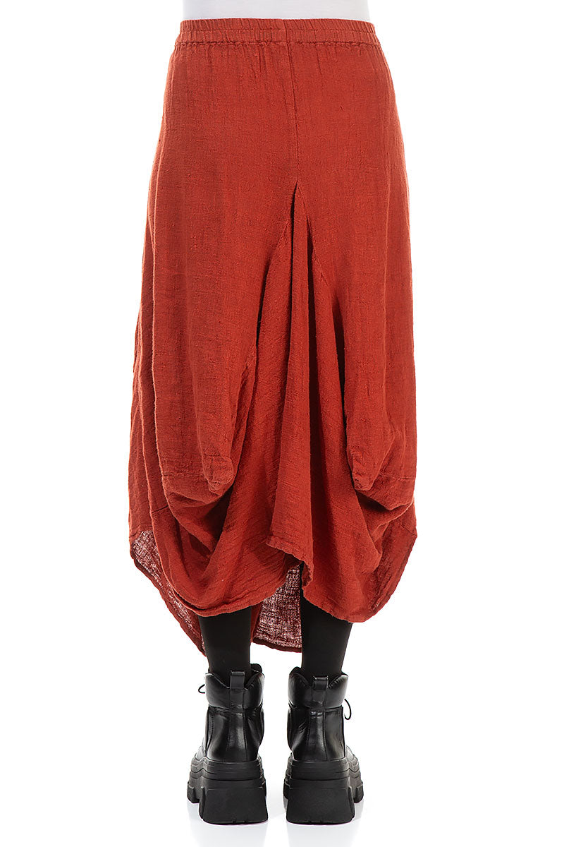 Draped Brick Linen Skirt