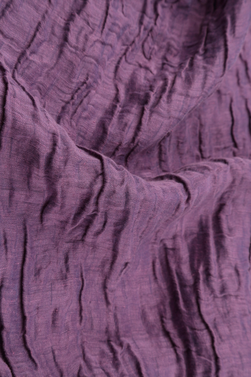 Draped Crinkled Purple Silk Dress