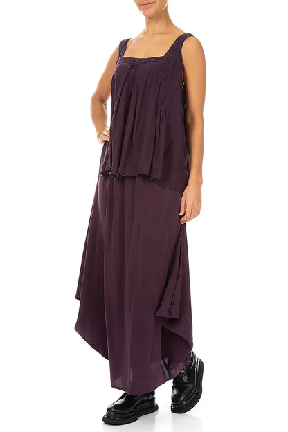 Draped Deep Plum Silk Bamboo Skirt 4