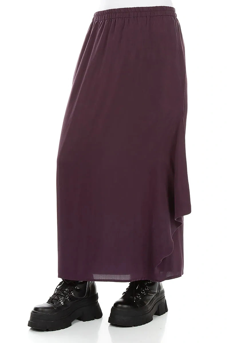 Draped Deep Plum Silk Bamboo Skirt 3