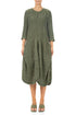 Draped Forest Mist Crinkled Silk Linen Dress 1