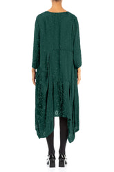 Draped Peacock Devoré Feather Silk Dress 2